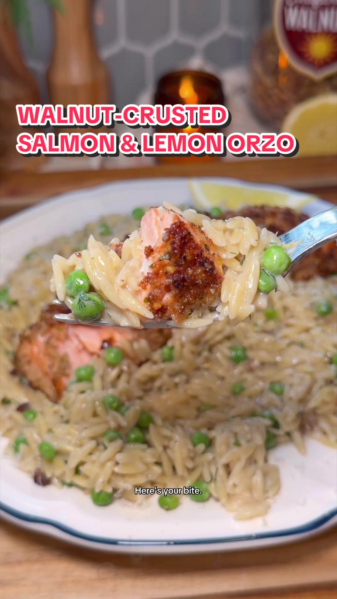 Walnut-Crusted Salmon with Lemony Orzo by Heresyourbite