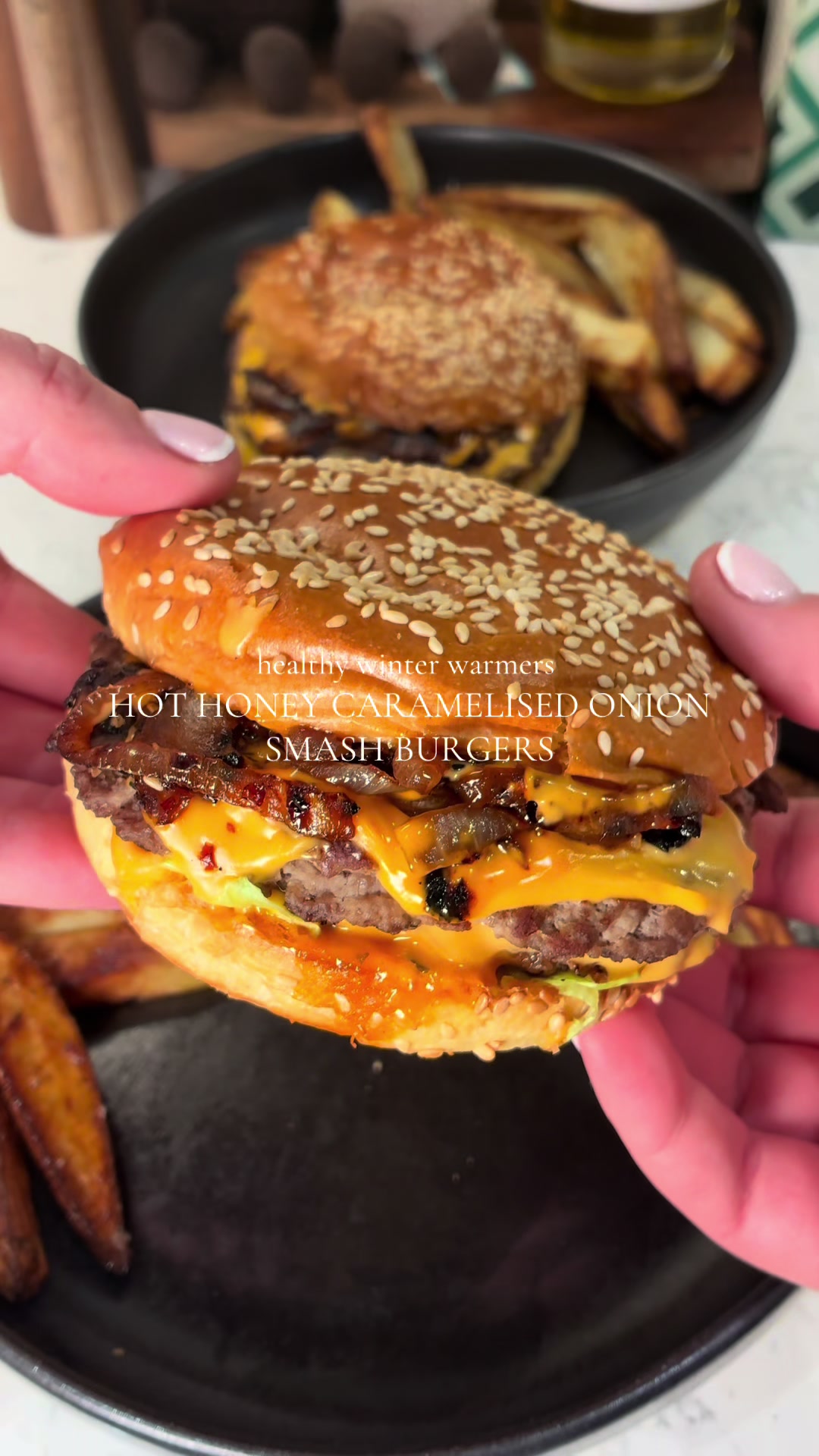 Hot Honey Caramelised Onion Smash Burgers by Hopecrosby Eatss