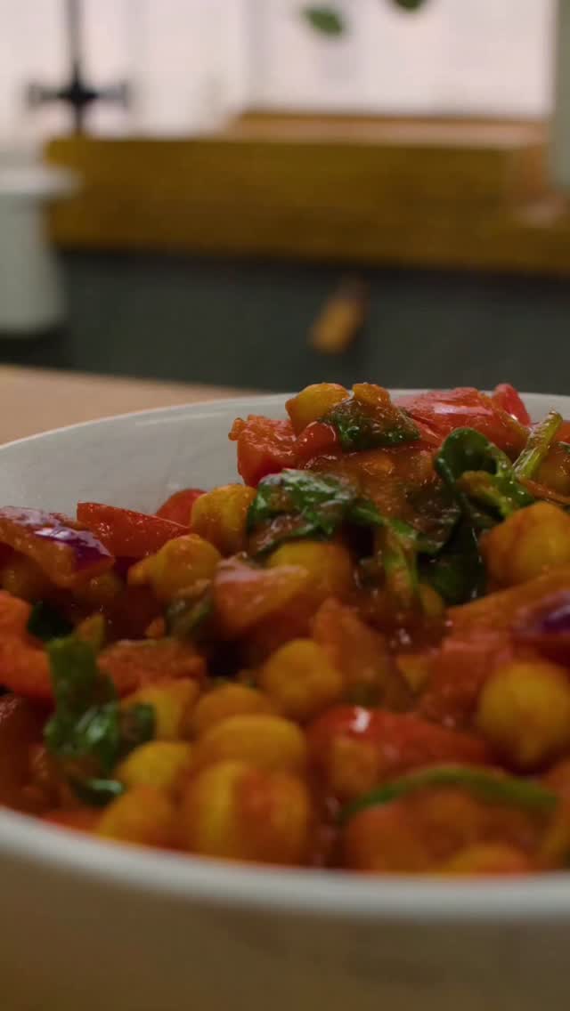 Smokey Chickpea, Red Pepper, and Spinach Stew by The Medicinal Chef Dale Pinnock