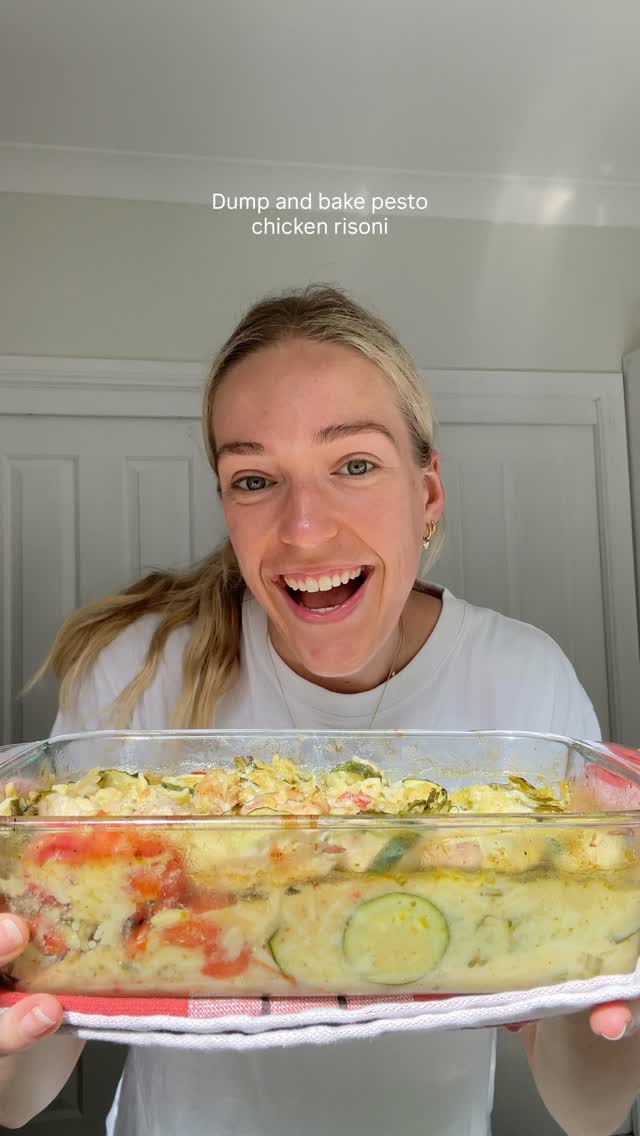 One Tray Pesto Chicken Risoni Bake by Clean Kweens Dietitians