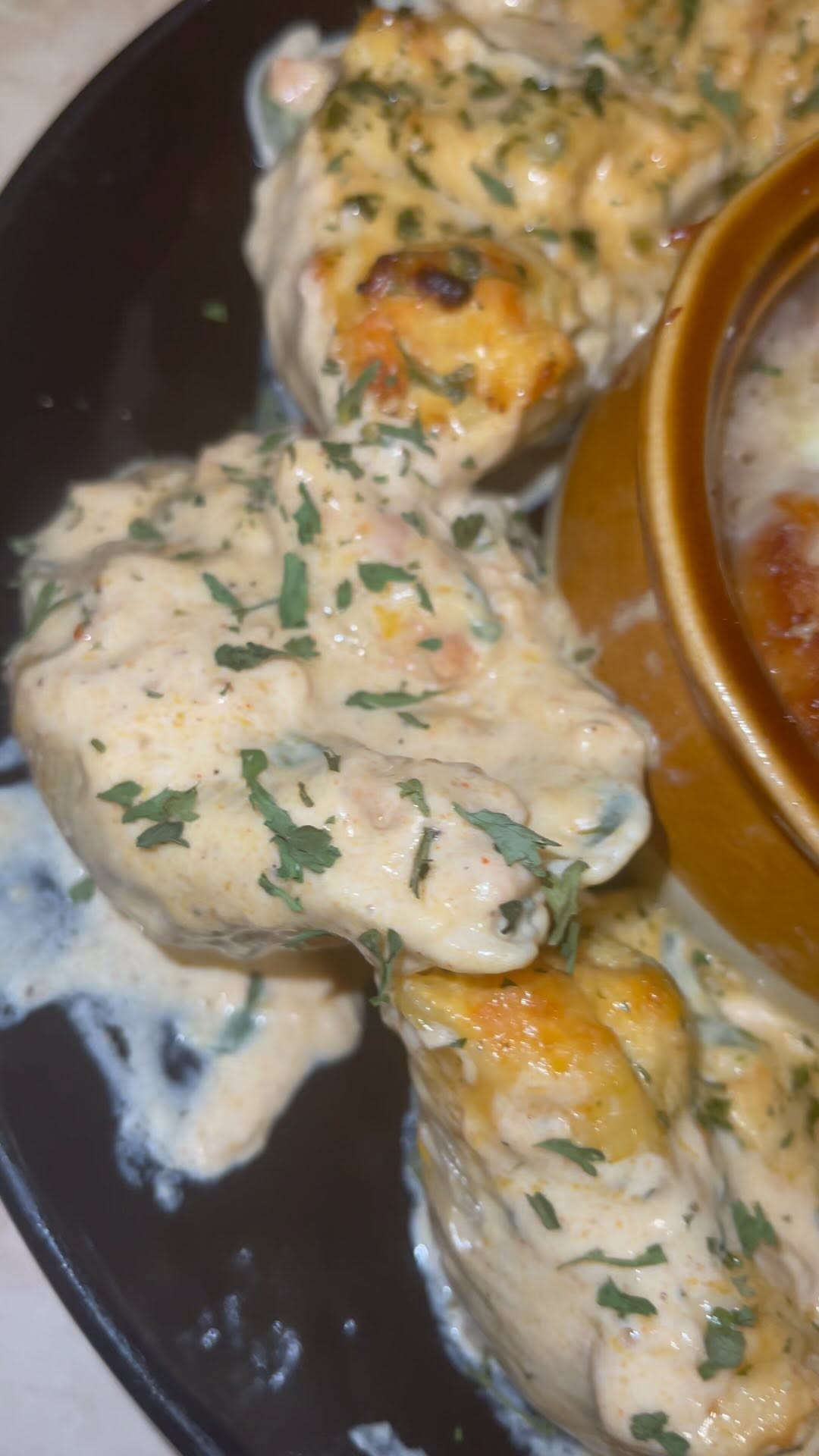 French Onion Soup And Chicken Alfredo Shells by Goodeats5200