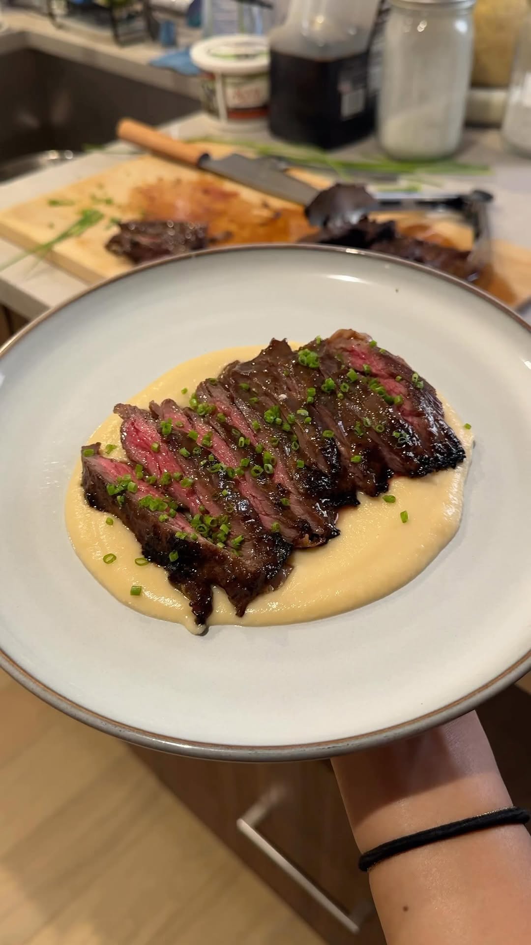 Pan-Seared Steak with Cauliflower Purée by Beabeabeatherese