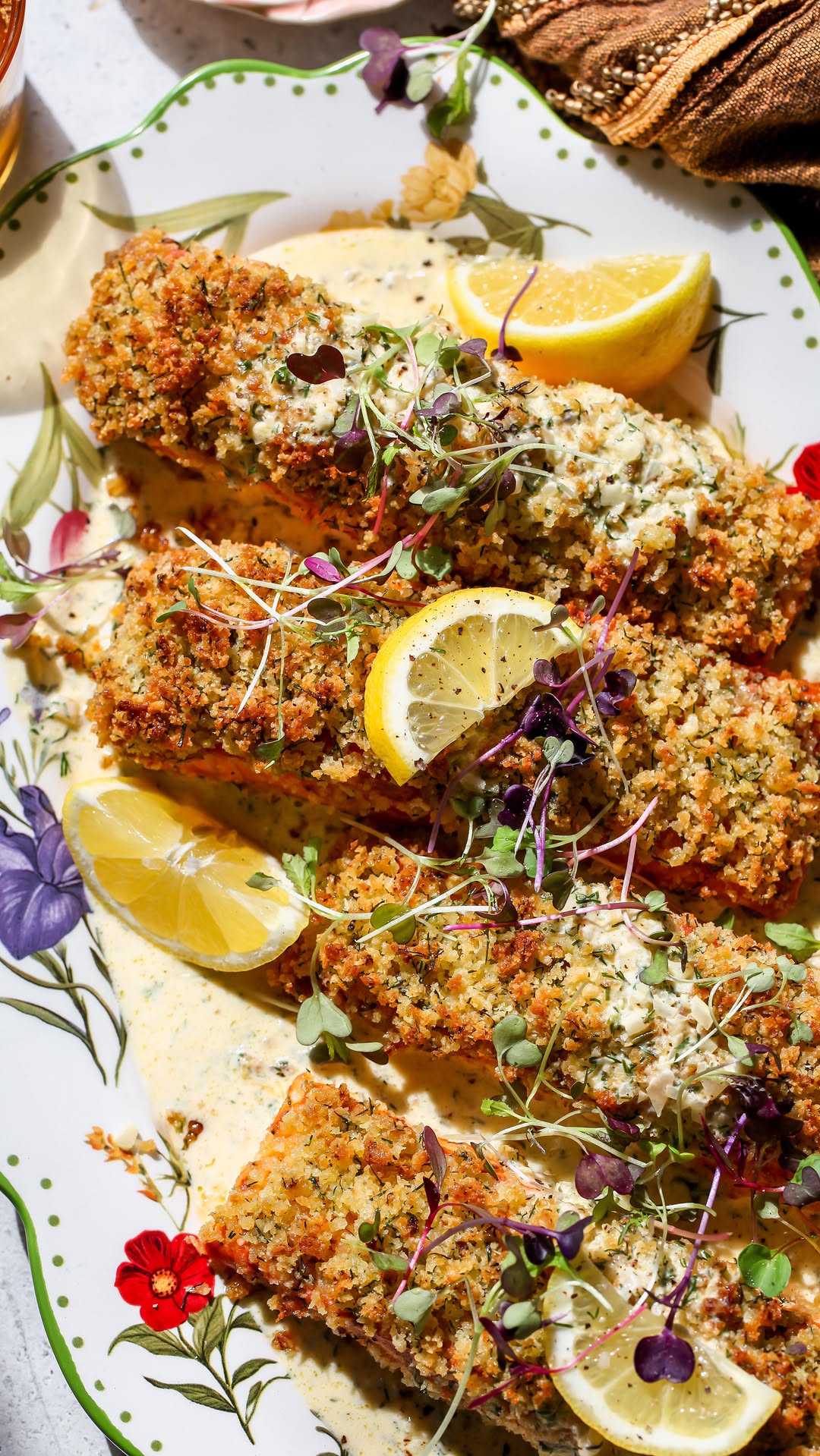 Panko Crusted Salmon with Lemon-Dill Cream Sauce by Jamievespamsrd