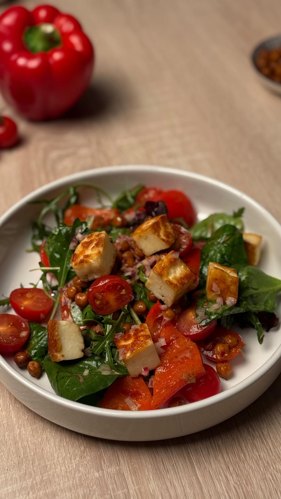 Crispy Harissa Chickpea Salad with Halloumi by Tanerxaydin