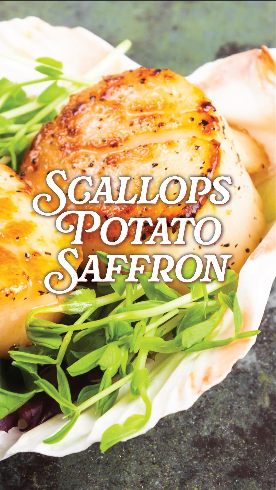 Scallops with Saffron Sauce and Potato Purée by Petey Cooks