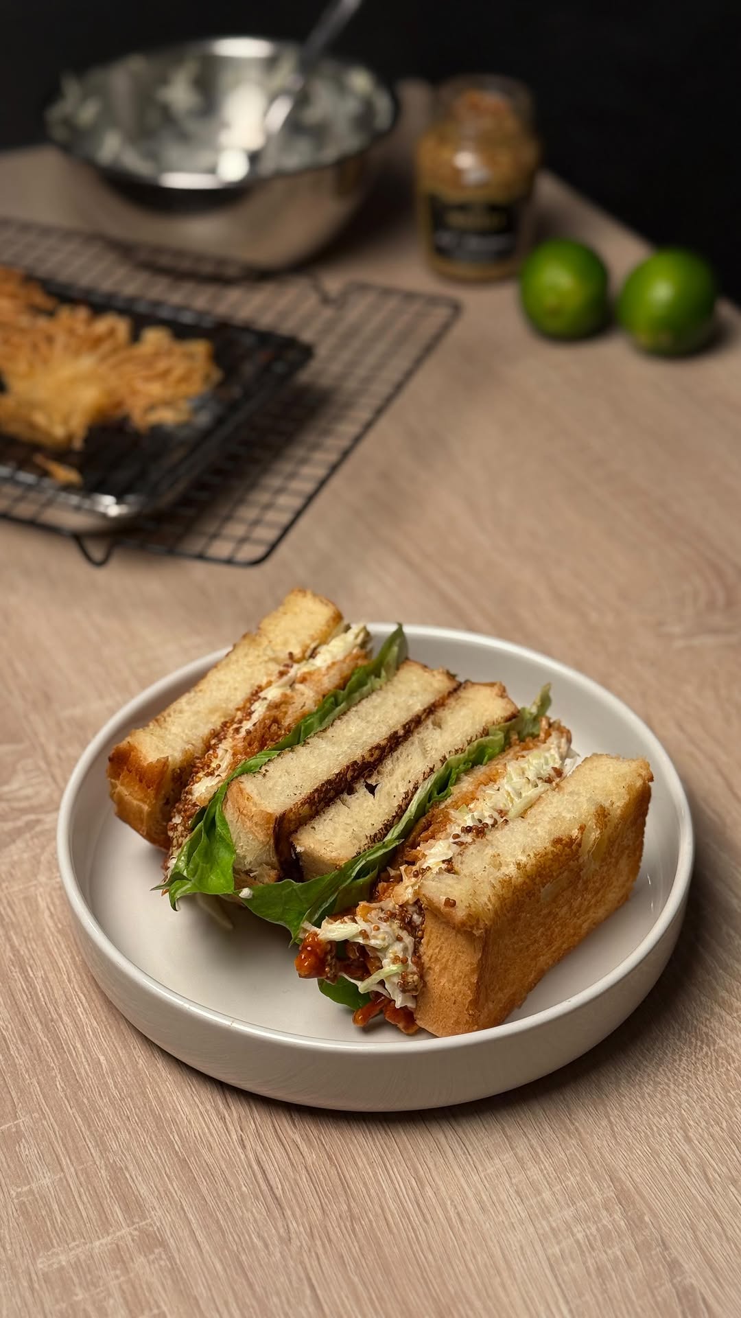 Korean Fried Enoki Sando with Glaze and Slaw by Tanerxaydin