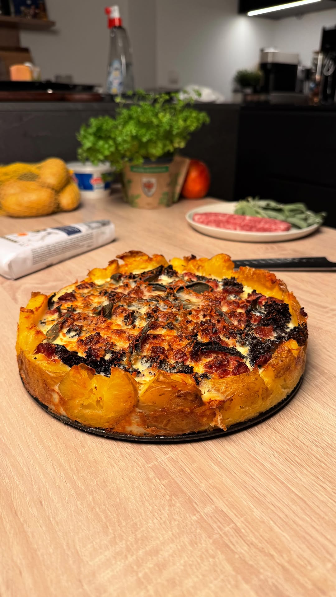Smashed Potato Tart with Spiced Salsiccia by Tanerxaydin