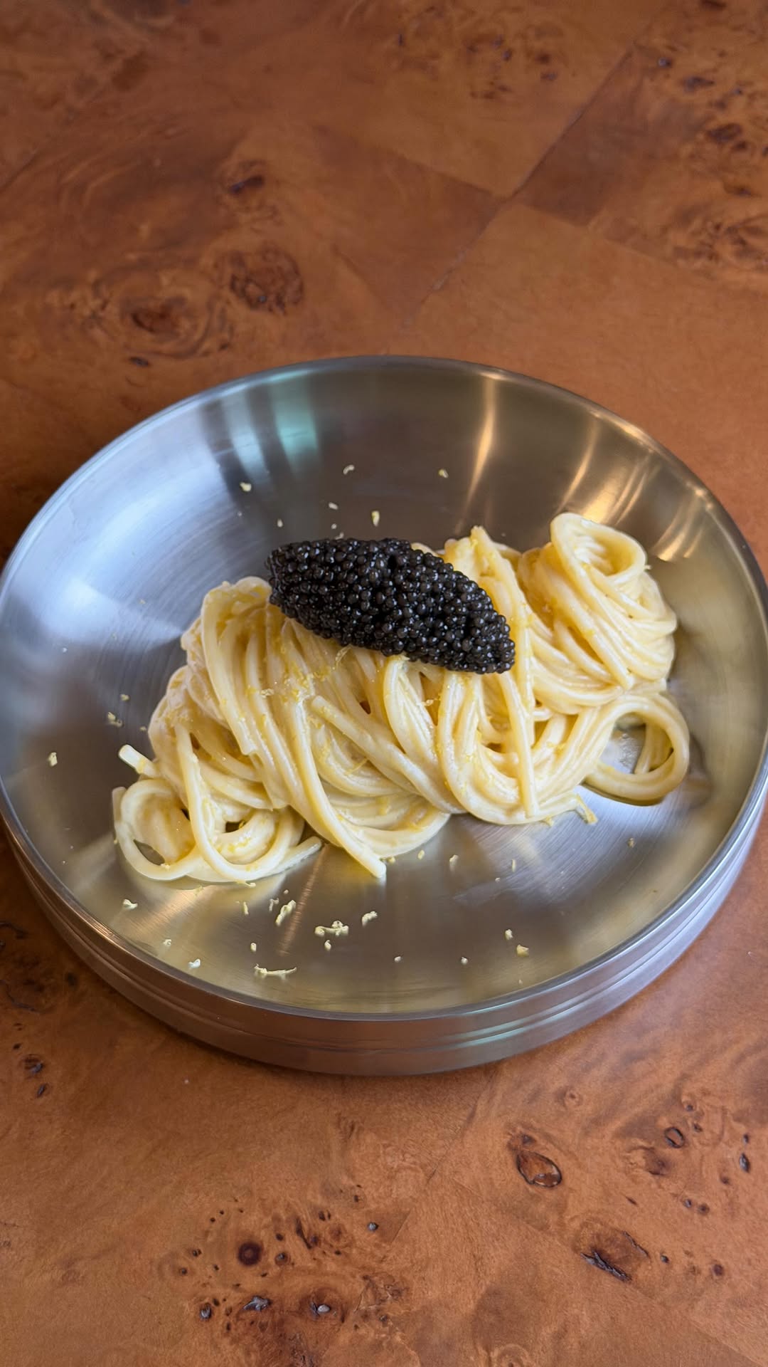 Lemony Spaghetti with Cream and Caviar by Maximillian Baroni