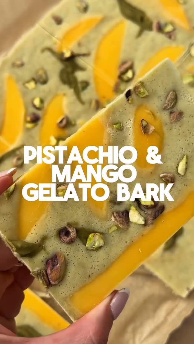 Pistachio Mango Gelato Bark by Welleasy