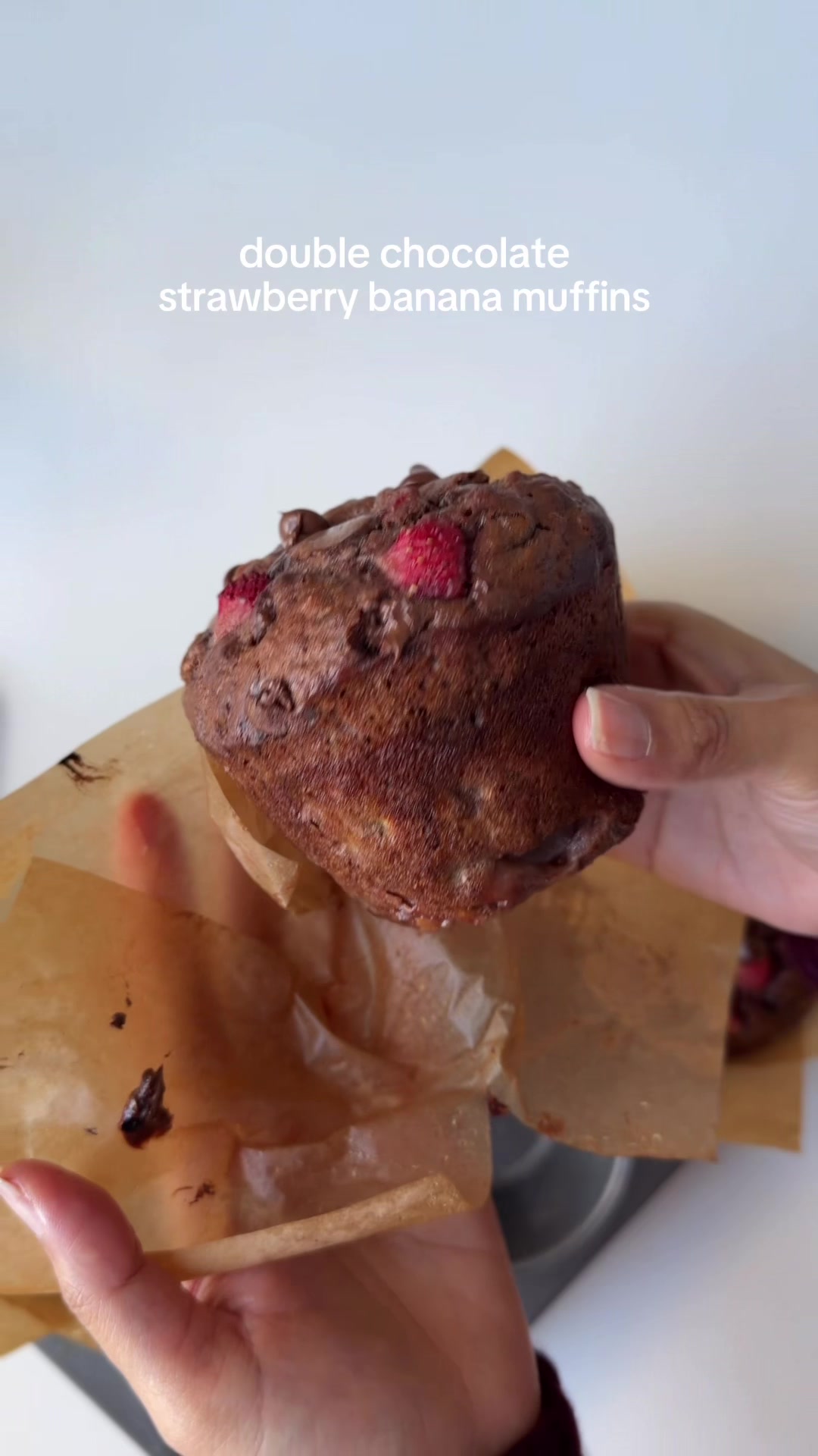 Double Chocolate Strawberry Banana Muffins by Iramsfoodstory
