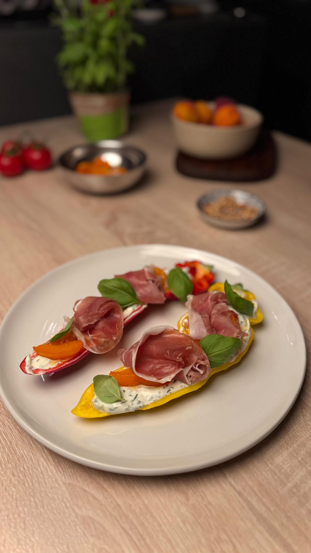 Pointed Peppers with Basil Ricotta Creme by Tanerxaydin