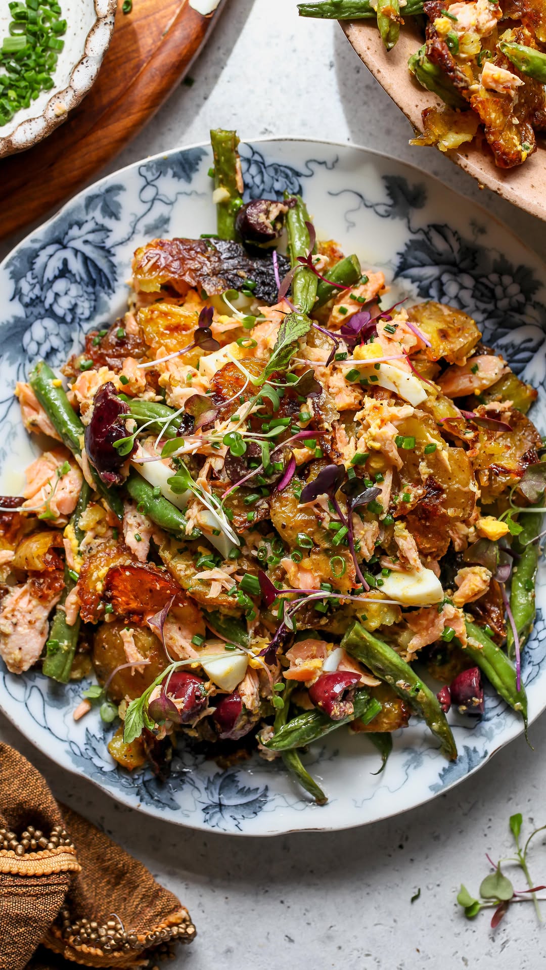 Salmon Niçoise Smashed Potato Salad by Jamievespamsrd
