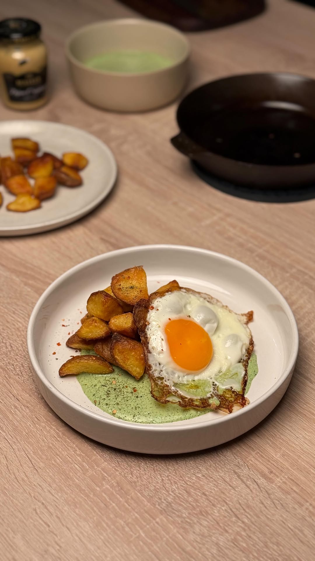 Crispy Oven Potatoes with Herb Yogurt Sauce & Fried Egg by Tanerxaydin