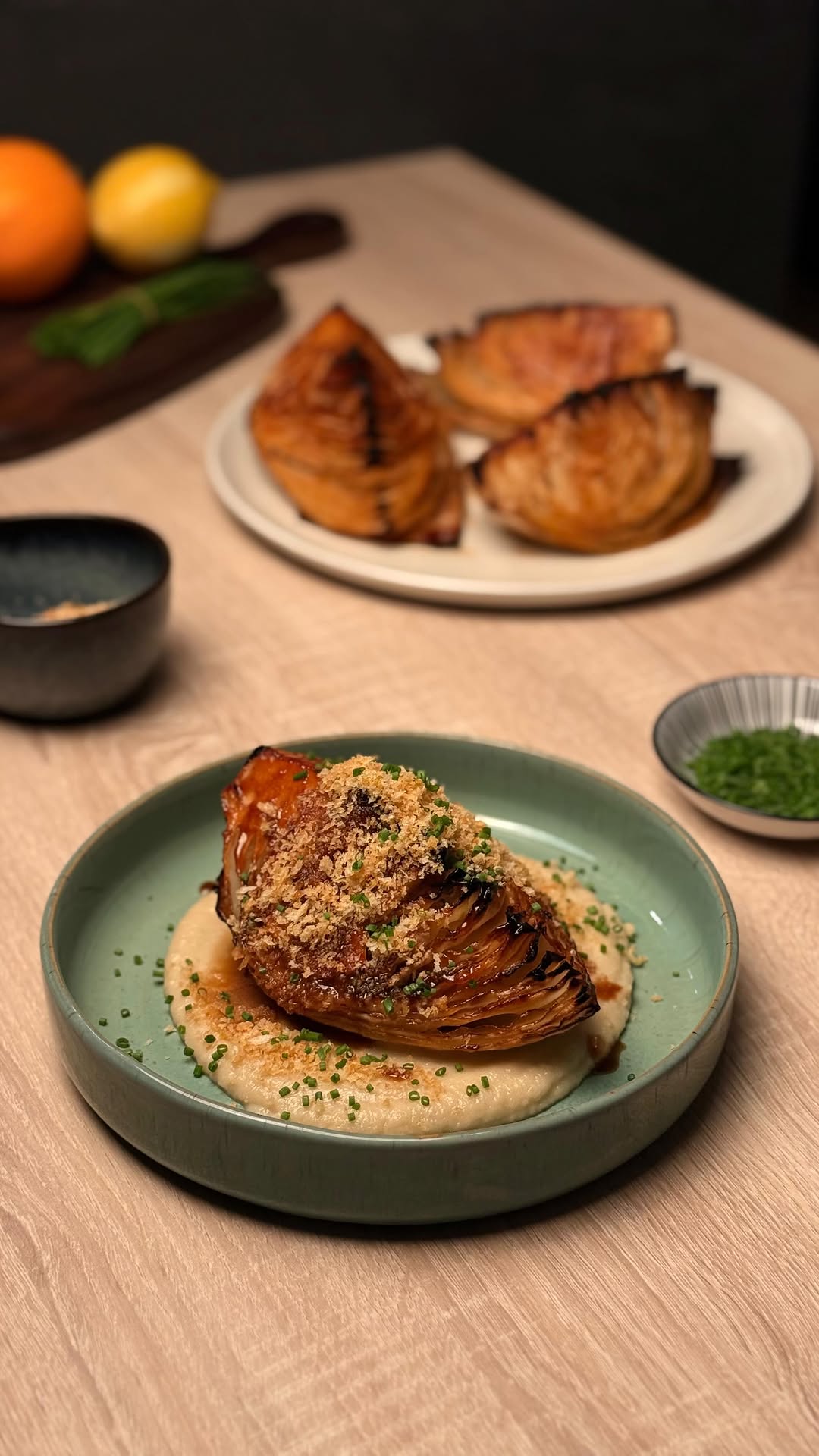 Roasted Miso Cabbage with Jerusalem Artichoke Purée by Tanerxaydin