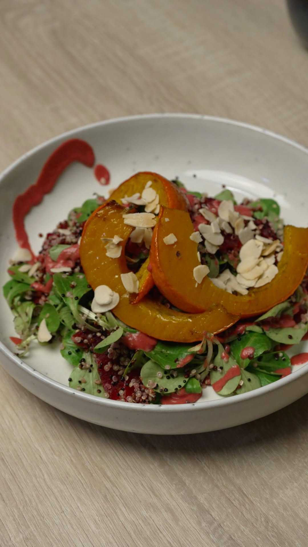 Quinoa Salad with Roasted Pumpkin, Beetroot Cream and Almonds by Tanerxaydin