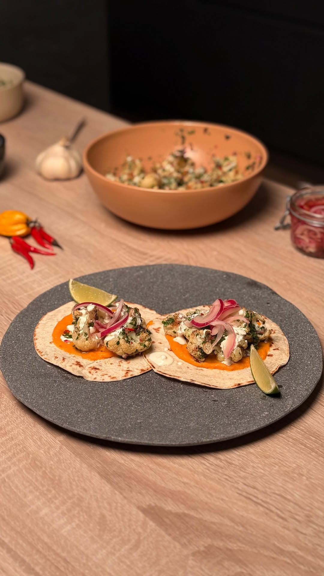 Roasted Cauliflower Tortillas with Chimichurri by Tanerxaydin