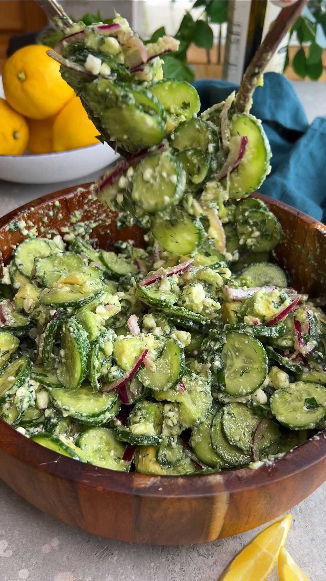 Avocado Cucumber Salad with Feta by Kalefornia Kravings