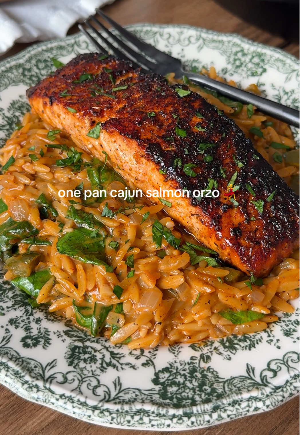 Blackened Cajun Salmon with Creamy Bone Broth Orzo by Munchinwithmaddie