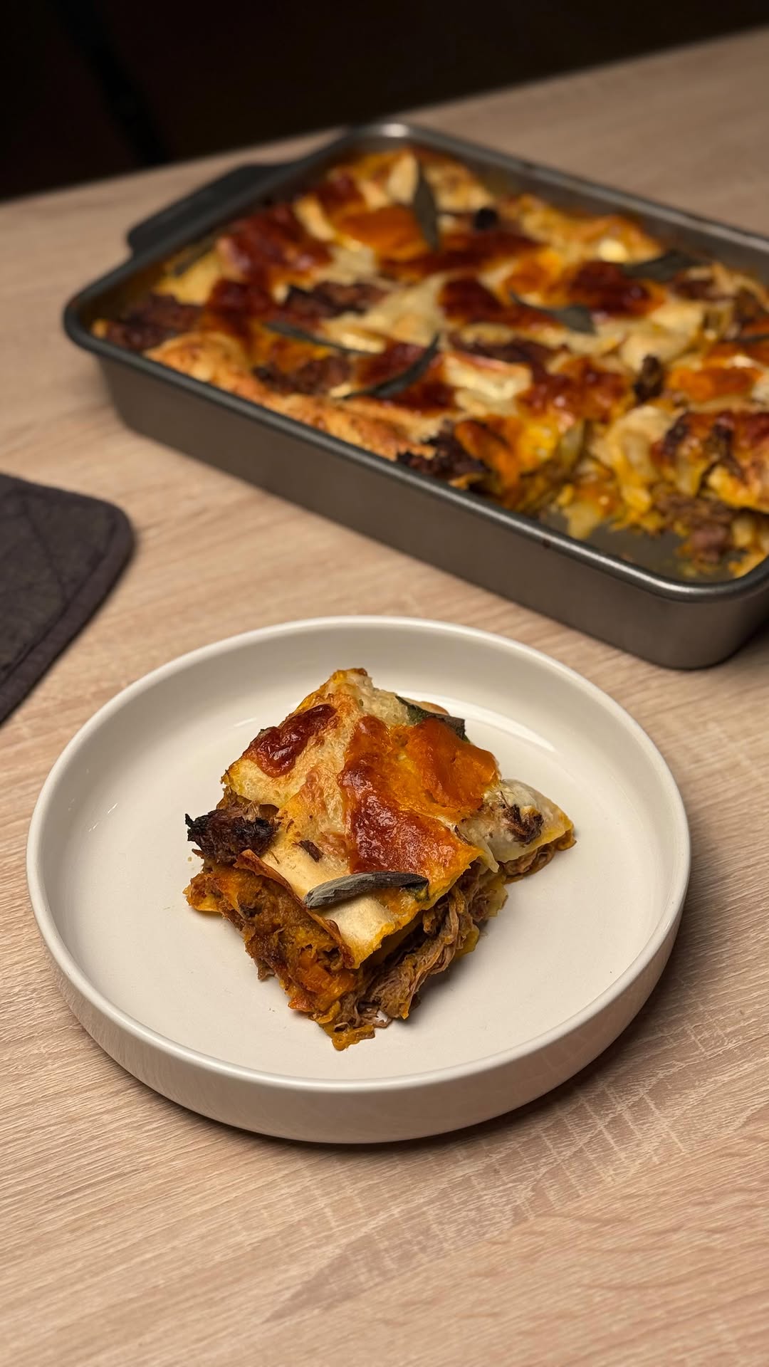 Autumn Lasagna with Pumpkin, Pulled Beef & Crispy Sage by Tanerxaydin