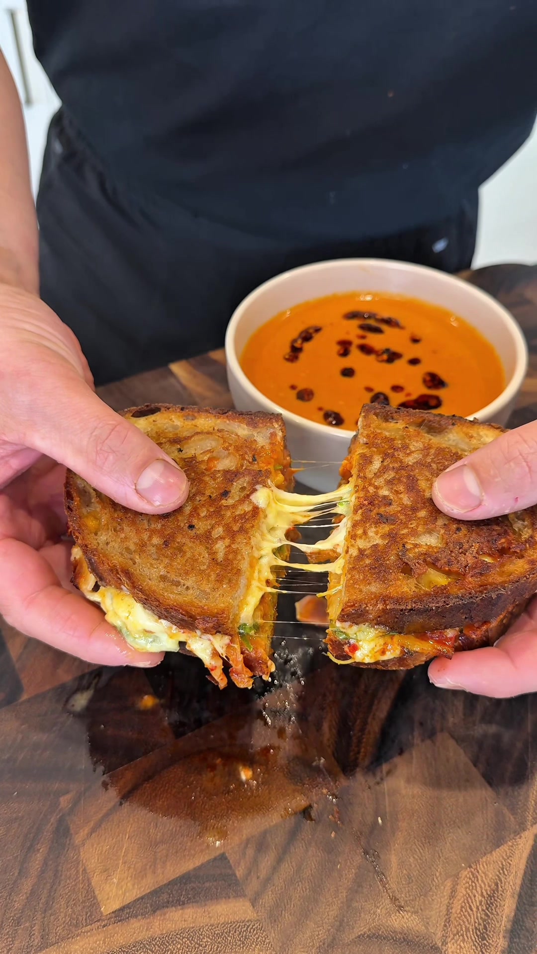 Kimchi Bacon Grilled Cheese with Gochujang Soup by Dansfoodforthought