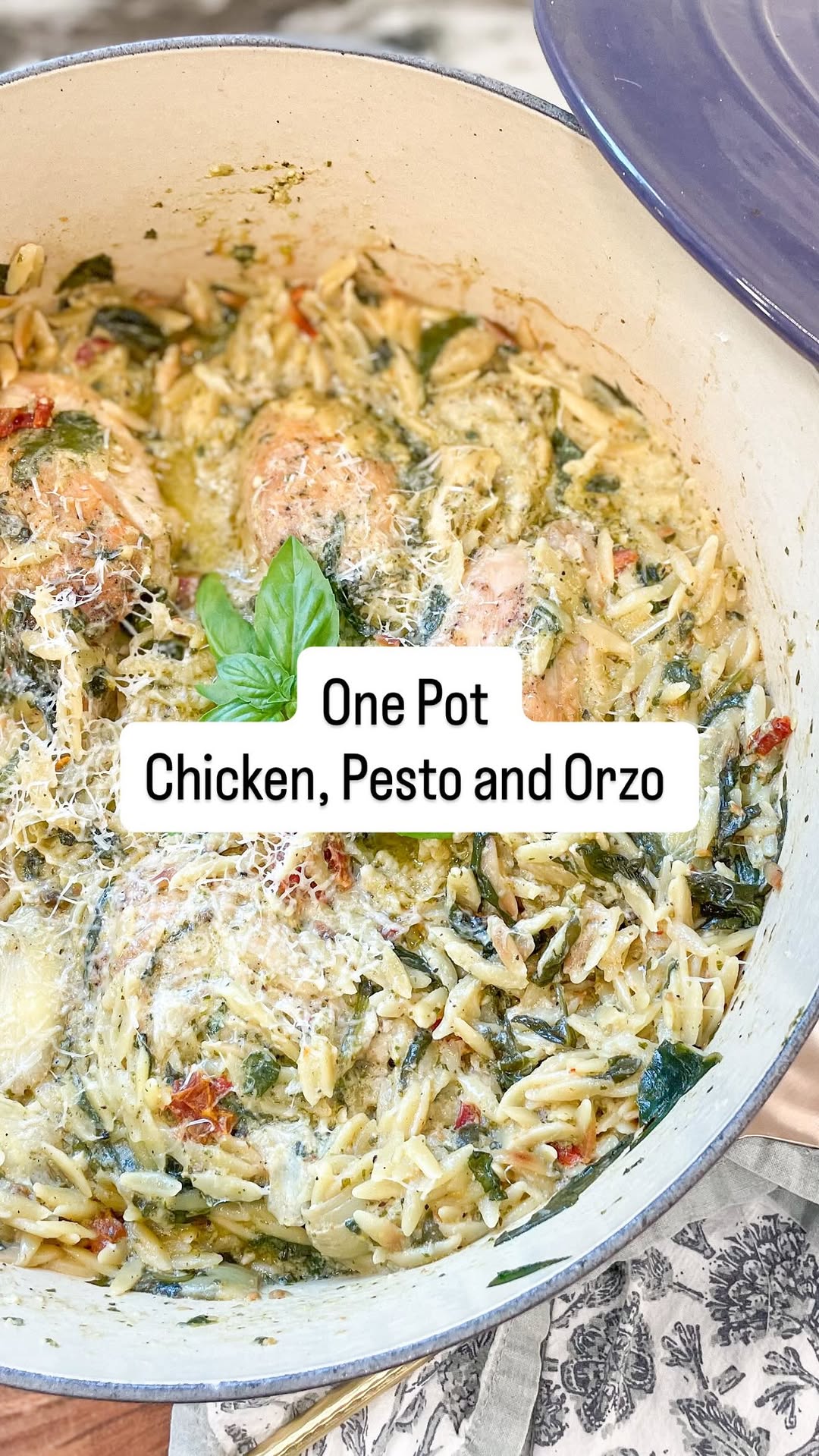 One-Pot Pesto Chicken and Orzo by Tidal Tastes