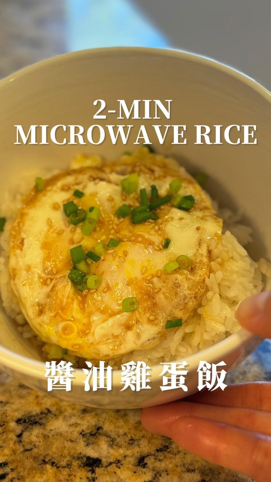 2-Minute Microwave Soy Egg Rice Bowl by Shishisimple