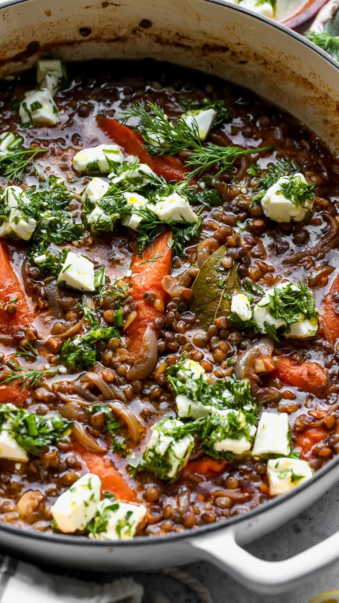 Hearty Stewed Lentils with Marinated Feta by Jamievespamsrd