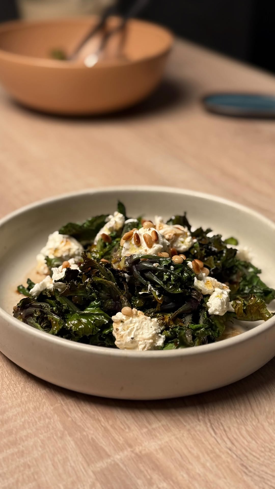 Crispy Kalettes with Miso-Dressing and Burrata by Tanerxaydin