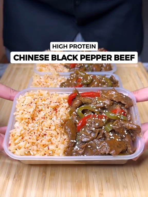 High Protein Black Pepper Beef Garlic Rice by Hlthguru