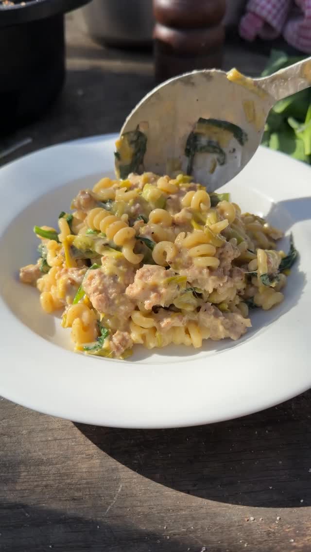 Leek, Wild Garlic & Sausage Pasta by Julius Roberts