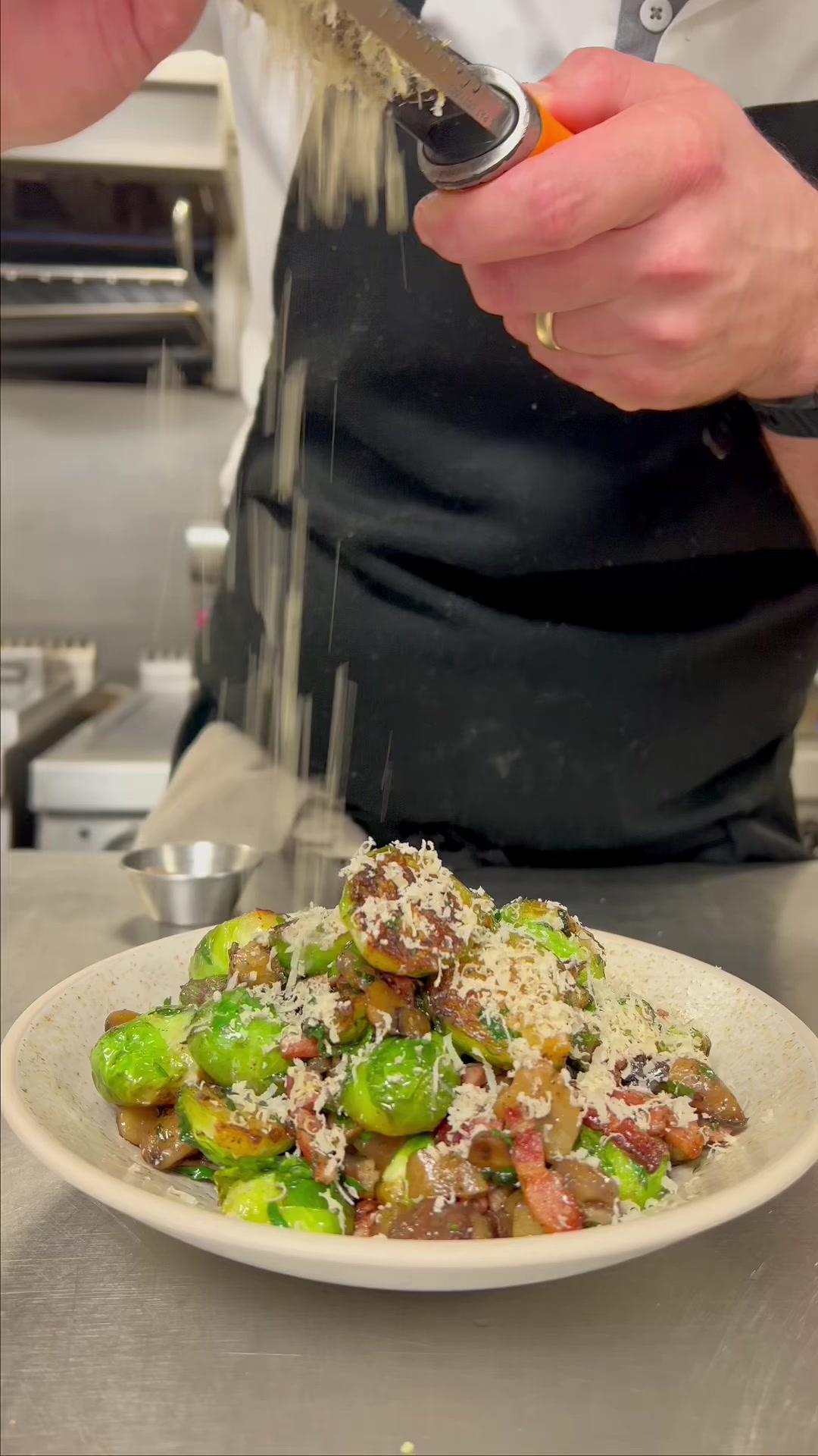 Caramelized Brussels Sprouts with Pancetta and Chestnuts by Roe Restaurant