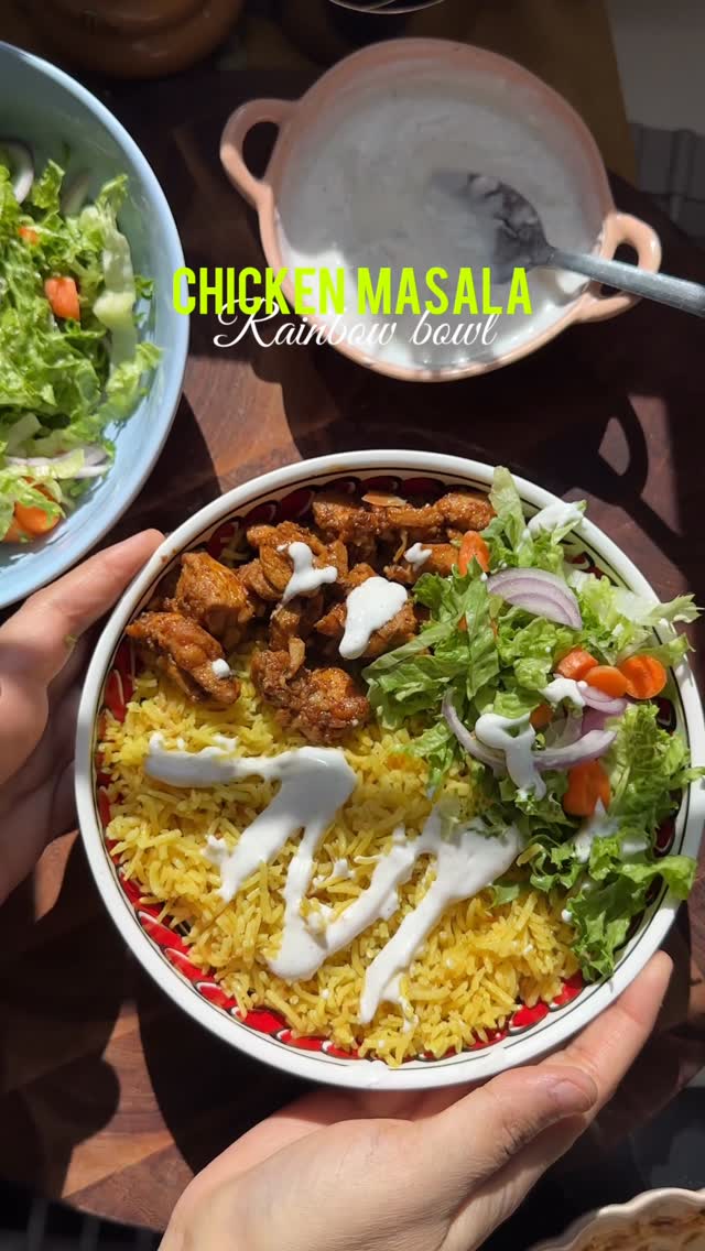 Family Favorite Chicken Masala Rainbow Bowl by Mygourmetstory
