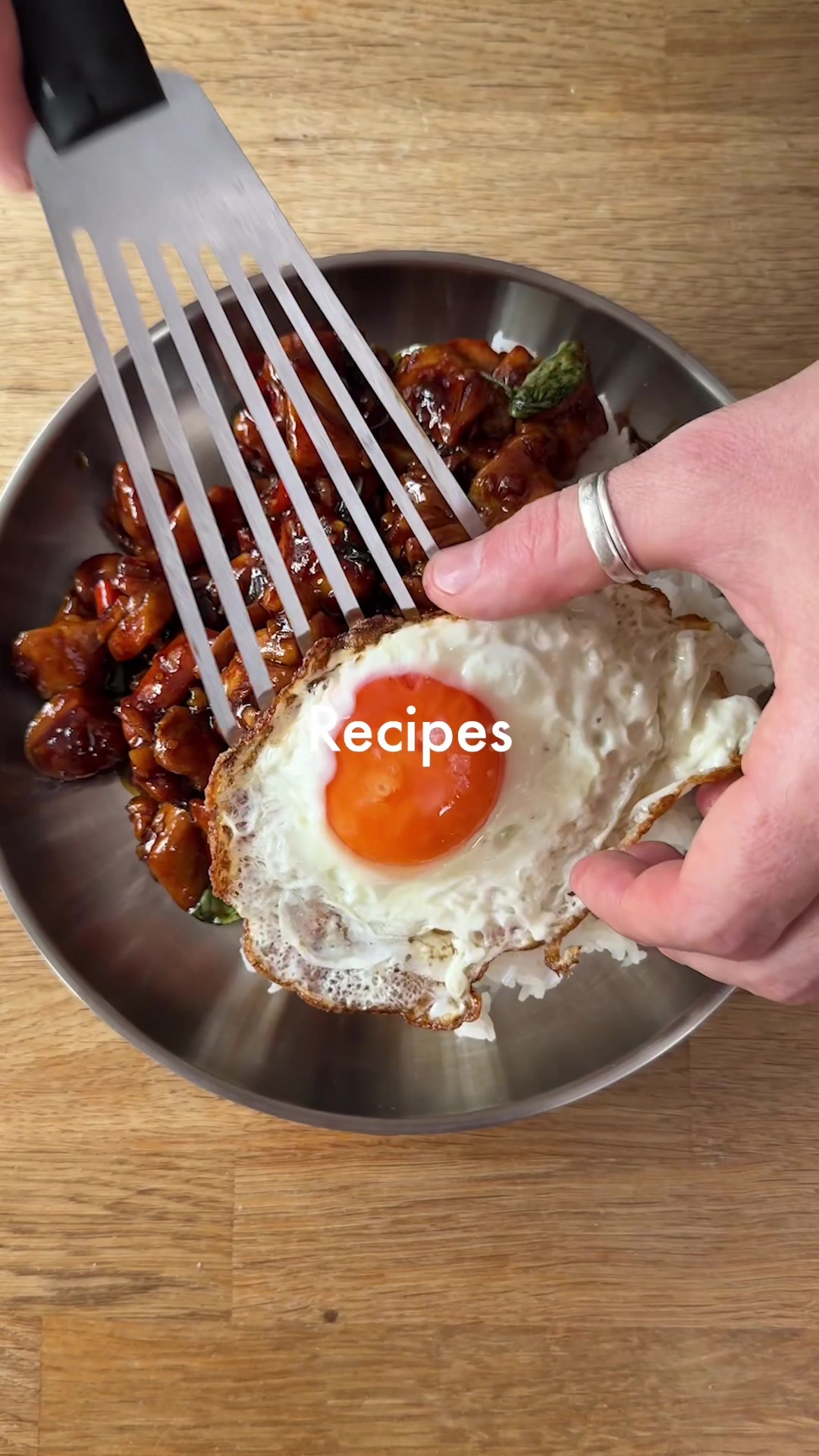 Thai Basil Chicken with Crispy Eggs by Finn Tonry