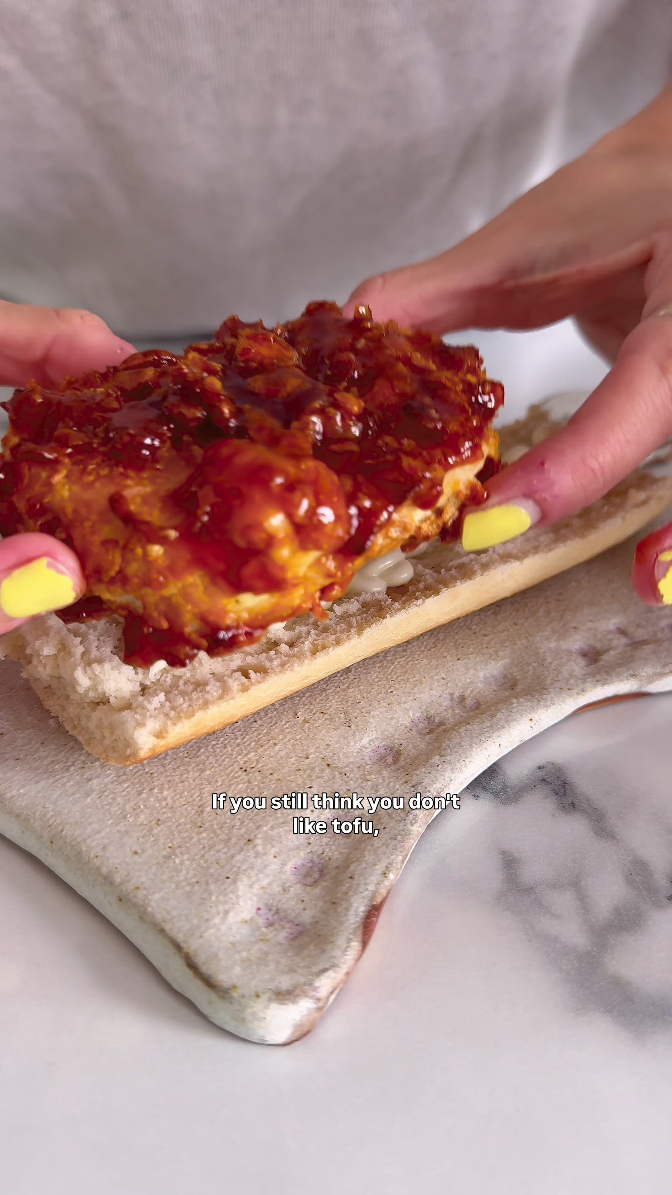 Maple BBQ Crispy Cornflake Tofu Sandwich by Jeneatsplants