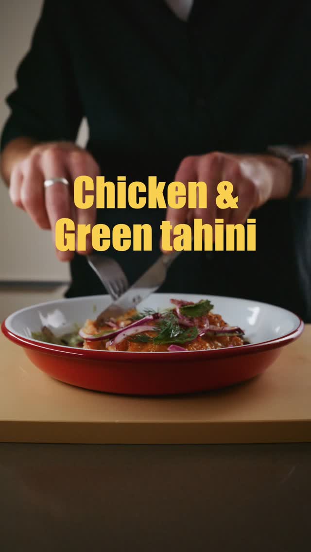 Crispy Chicken Thighs with Green Tahini by Tuckin