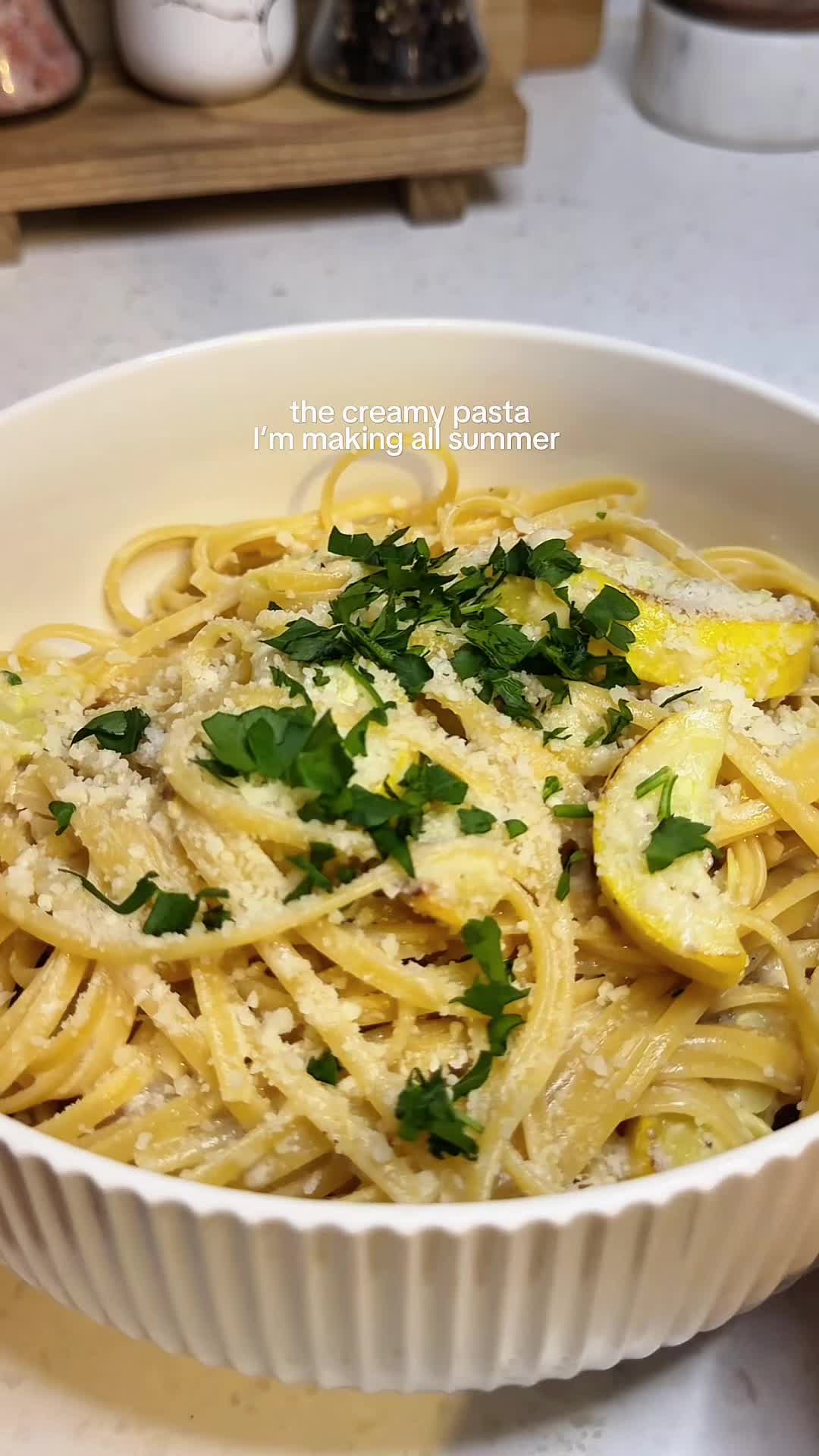 Creamy Yellow Squash Parmesan Spaghetti by Recipesbyveronica